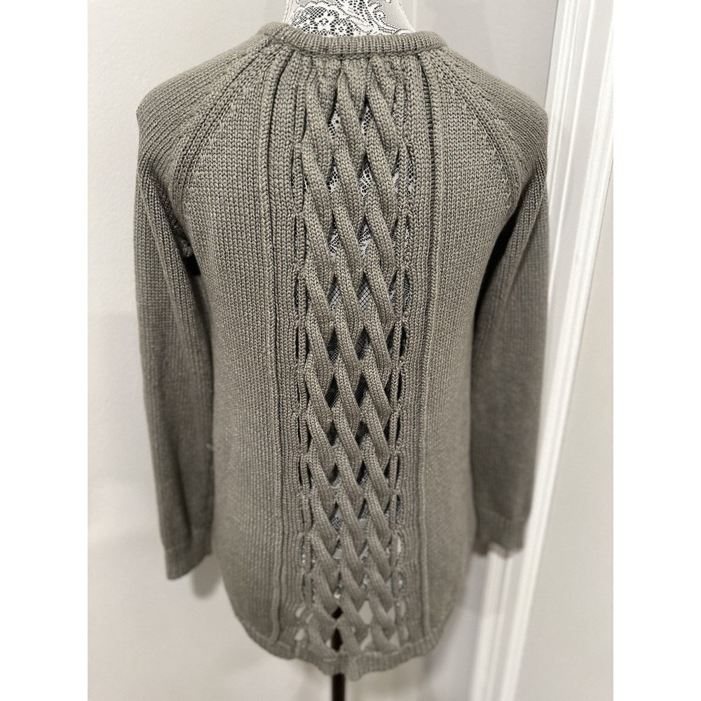 Forever 21 Boho Open Back Chunky Knit Sweater Sz:S Olive Green Pullover Acrylic